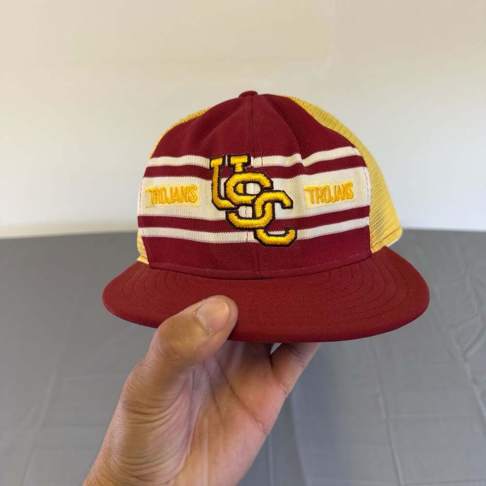 Ajd USC Trojans Hat Large Vintage Snapback Trucker Cap Red Yellow